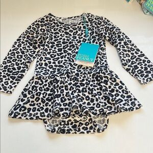 Posh Peanut Leopard Print Baby Dress with Diaper Cover